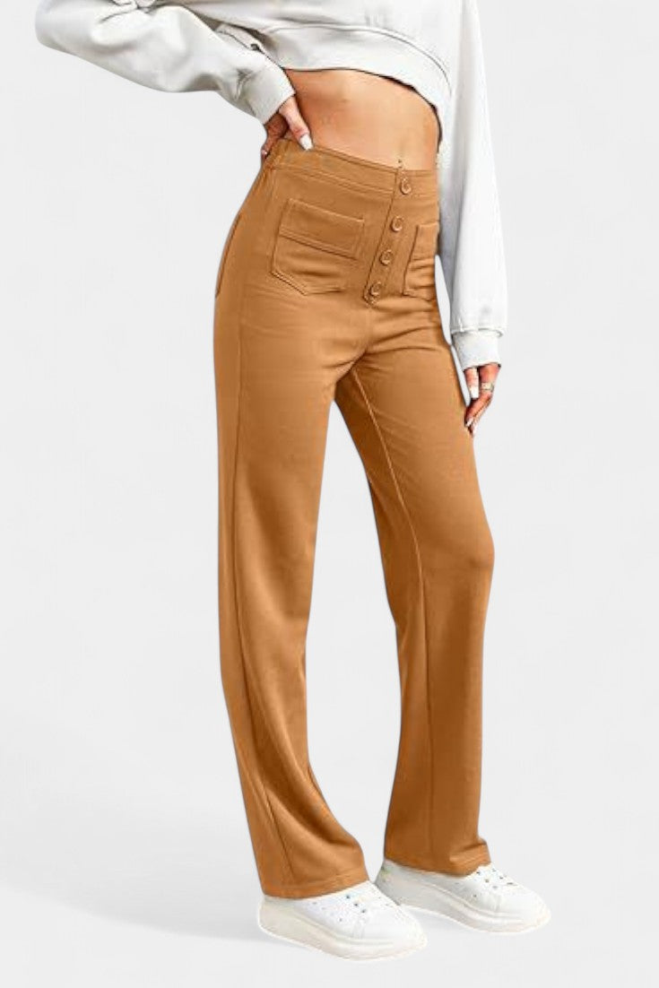 Kalhoty Nova s vysokým pasem a strečovým rovným střihem