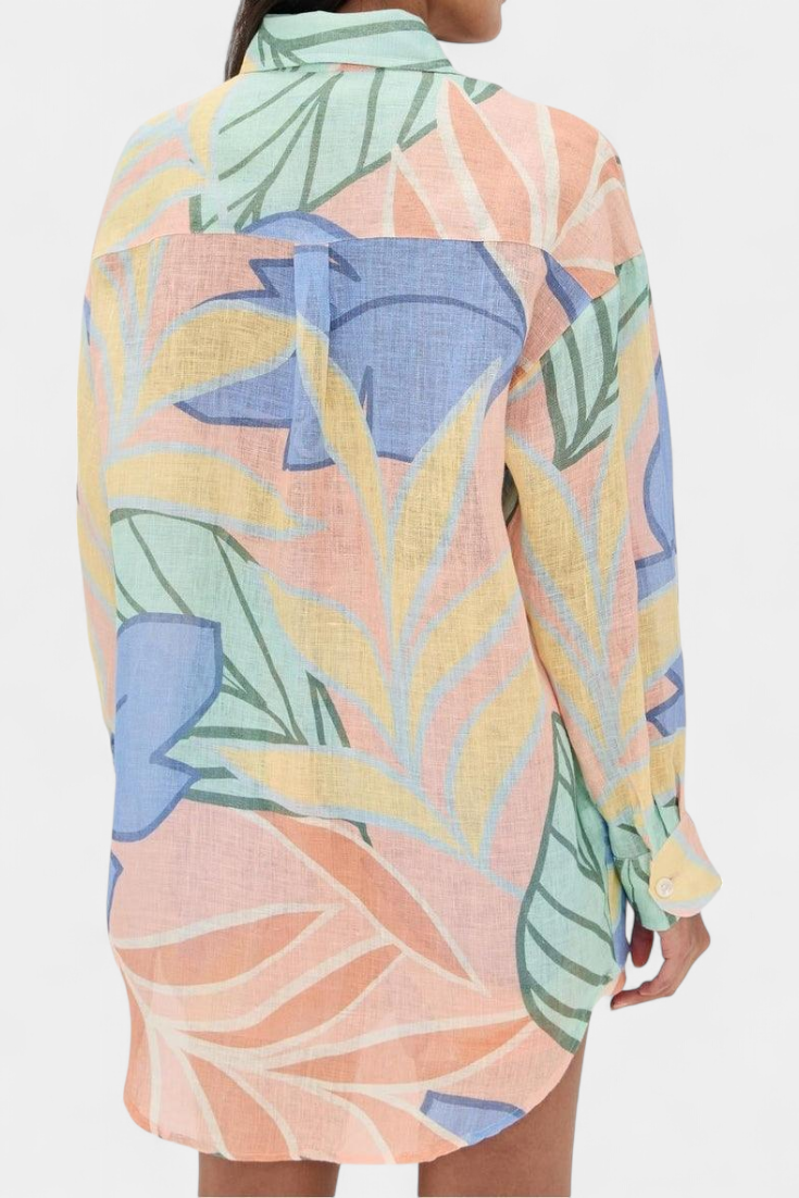 Lumina Tropical Set s volnou košilí a kraťasy s vysokým pasem