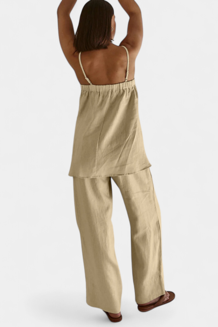 Letní souprava Lía s volným topem a splývavými kalhotami