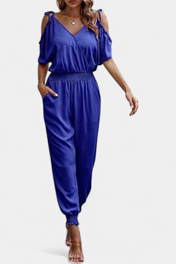 Ležérní overal Solene s odhalenými rameny a výstřihem do V