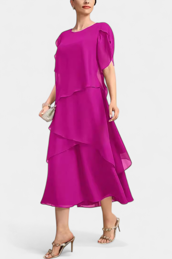 Asymetrické šifonové šaty Cornelia s plovoucí siluetou