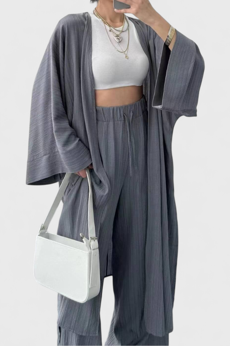 Caspian Relaxed Dvoudílná Souprava s Dlouhým Kimonem