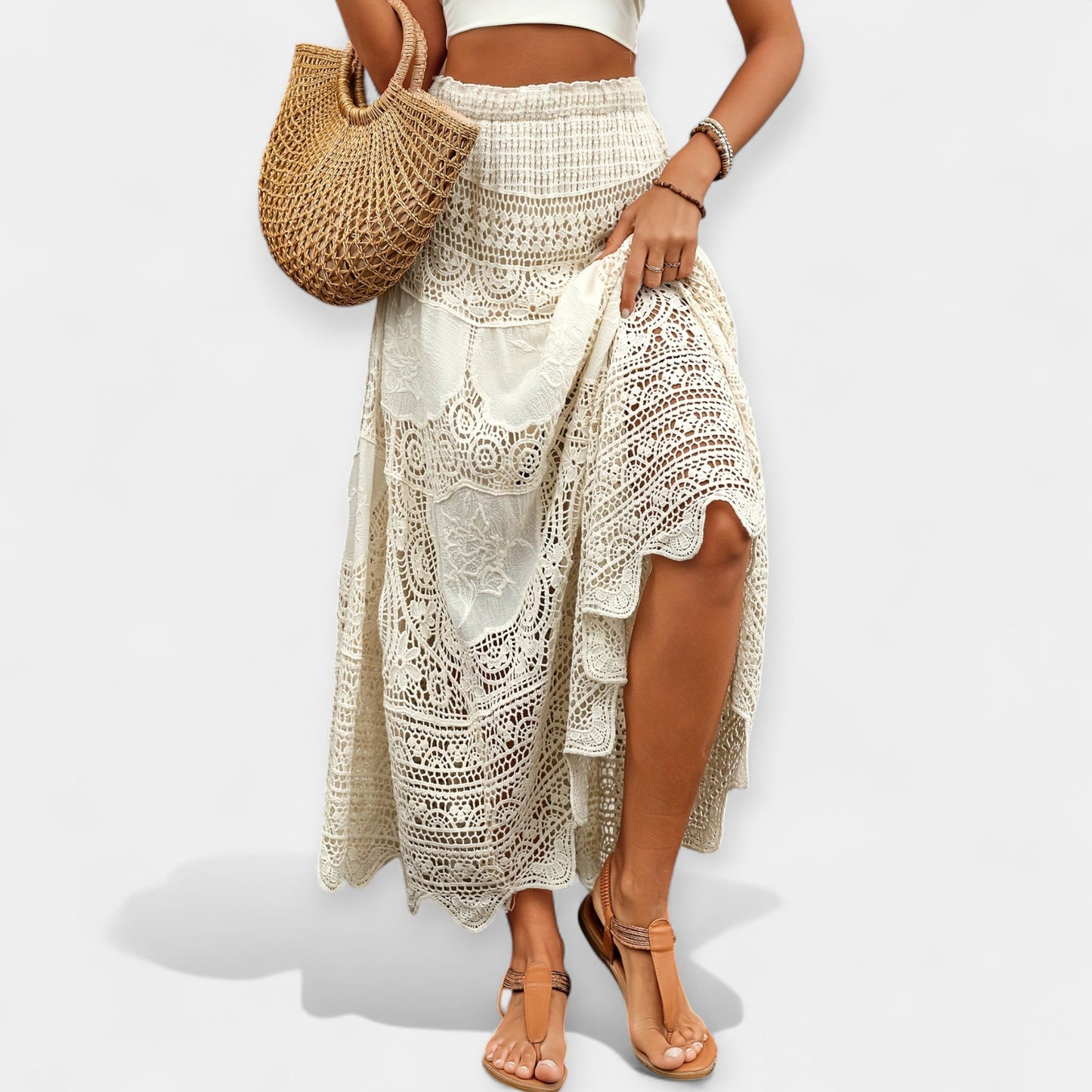 Midi sukně s krajkou