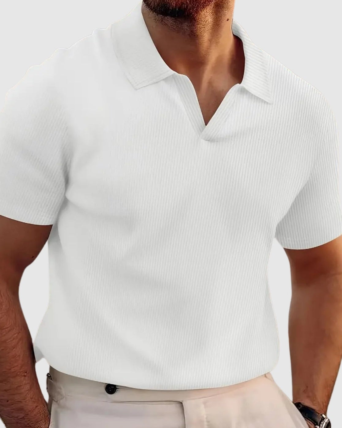 MOONDOKI– Žebrované tričko s výstřihem do V