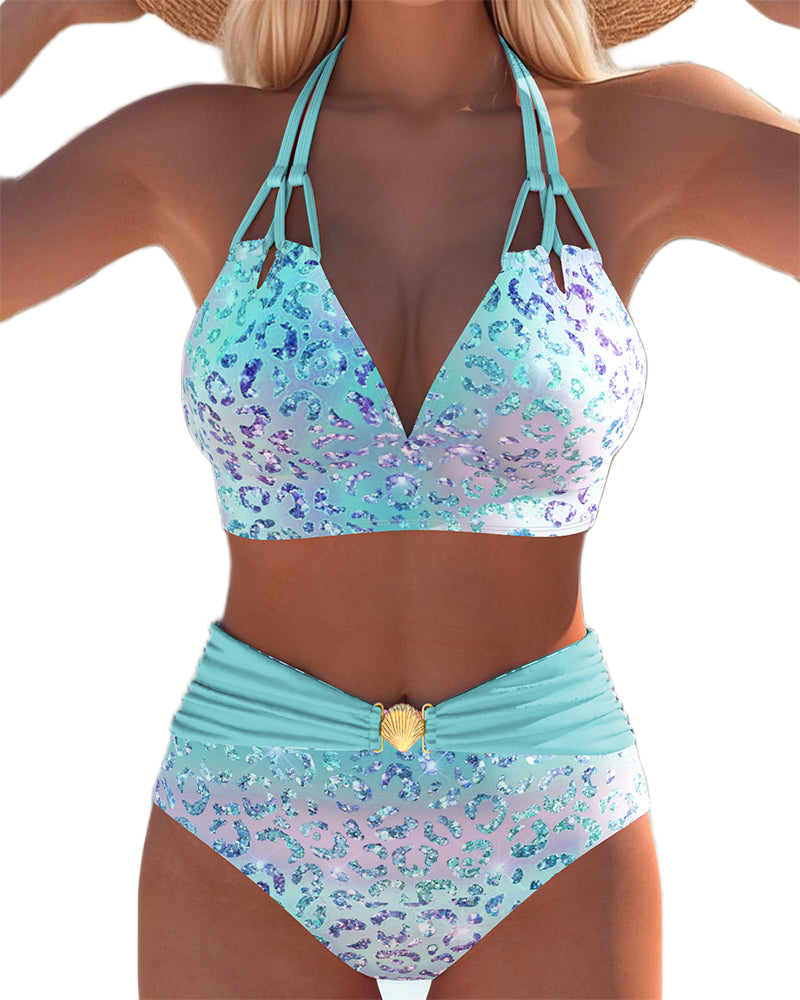 Sexy bikiny s potiskem a lemováním krku