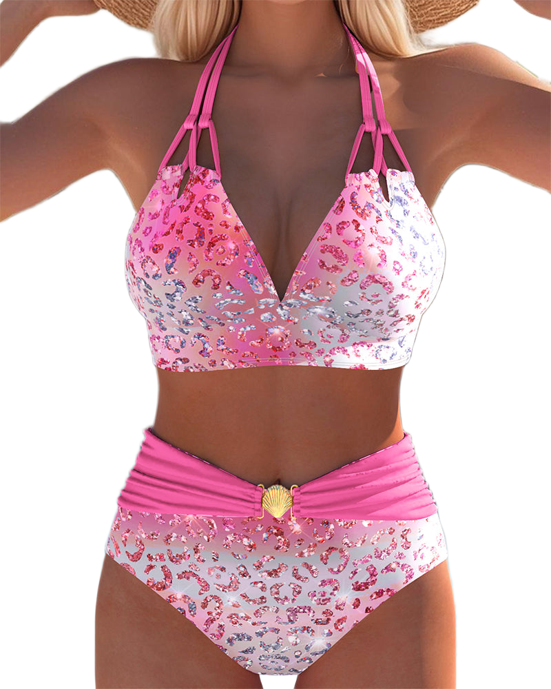 Sexy bikiny s potiskem a lemováním krku