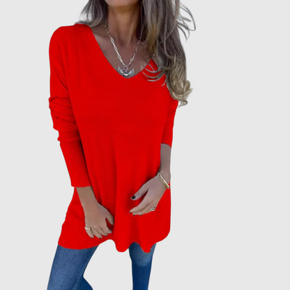 Leona - Uvolněná pletená tunika s V výstřihem