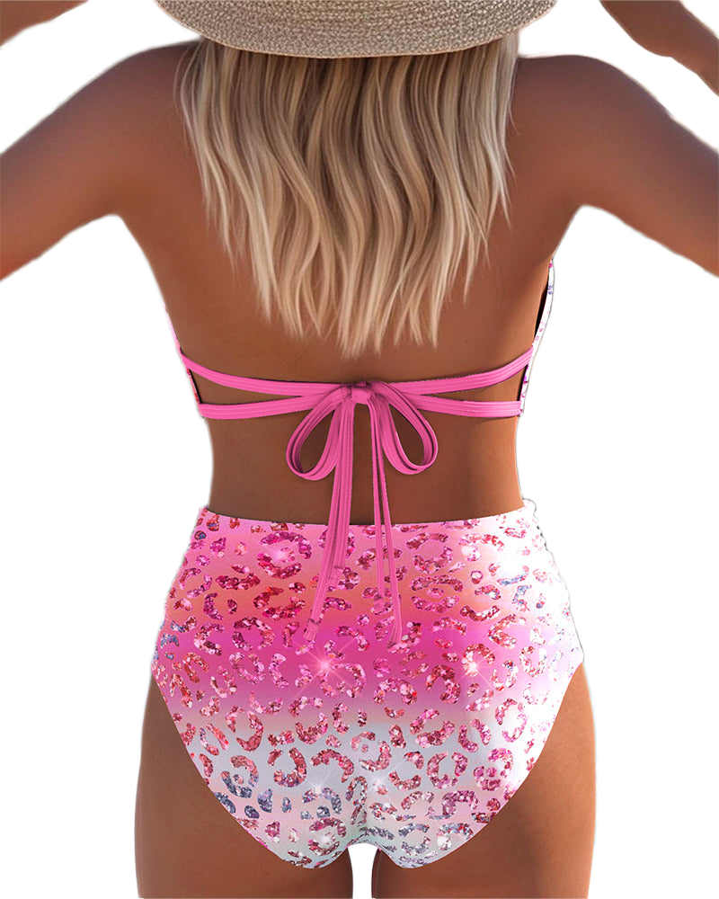 Sexy bikiny s potiskem a lemováním krku