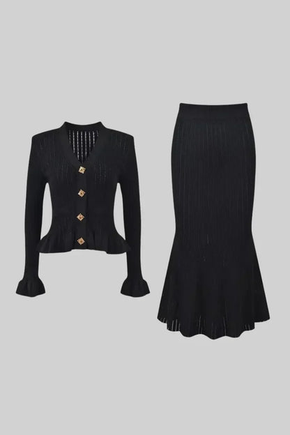 Souprava midi šatů Prudence Refined Knit a topu na knoflíky