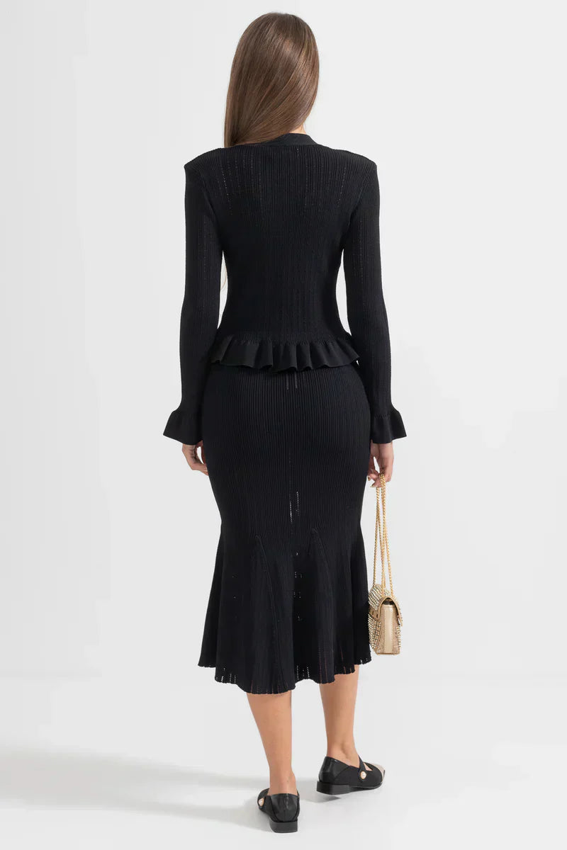 Souprava midi šatů Prudence Refined Knit a topu na knoflíky