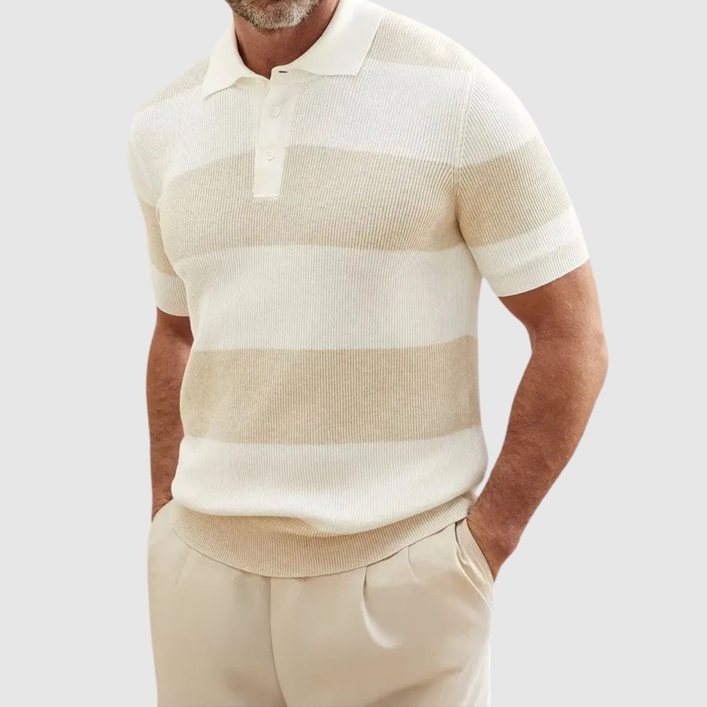 MOONDOKI – Žebrované polo tričko s pruhy
