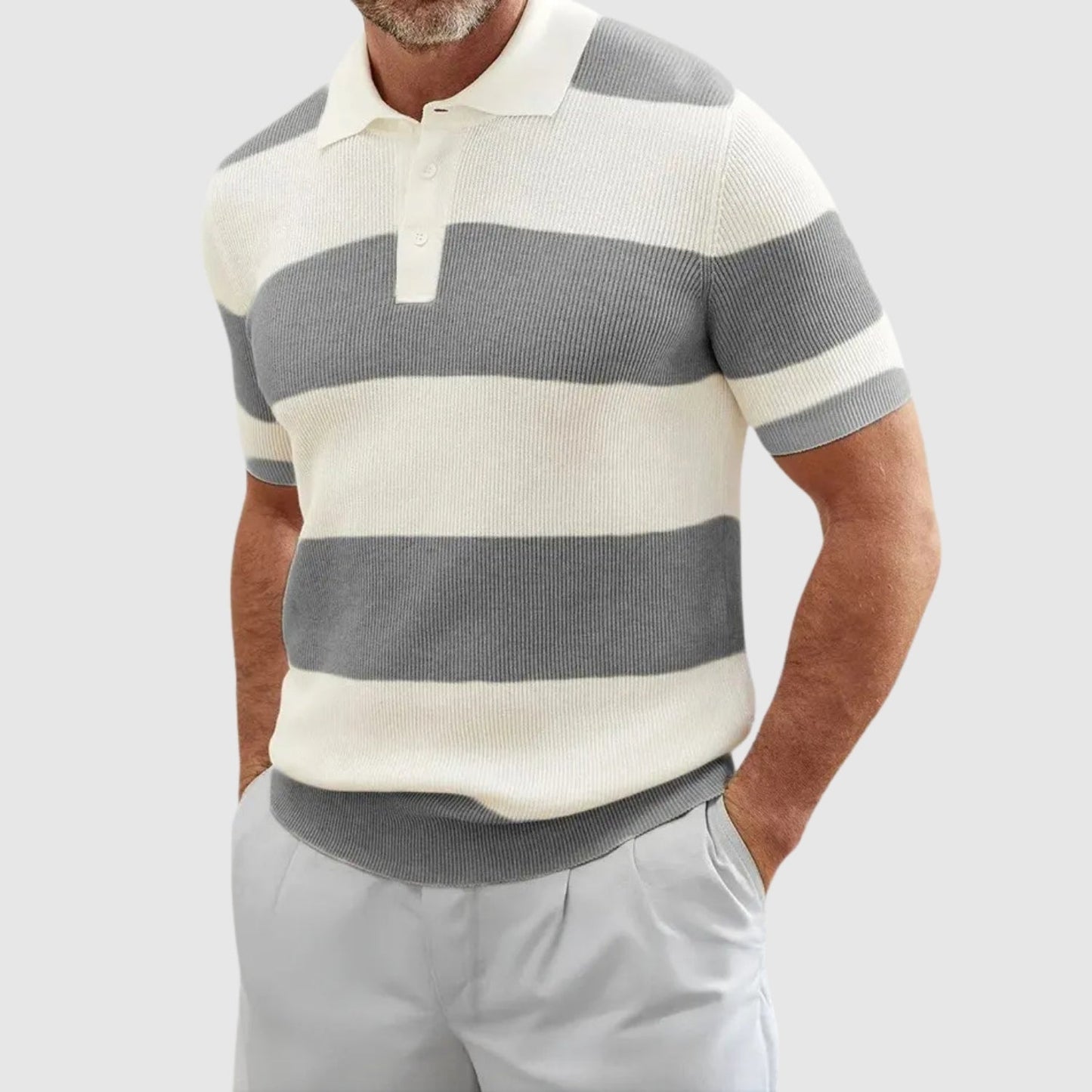 MOONDOKI – Žebrované polo tričko s pruhy