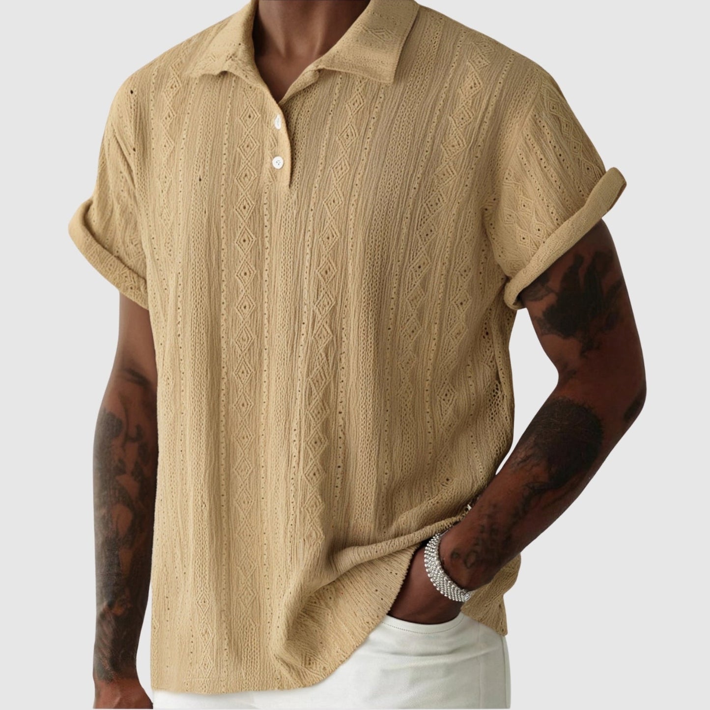 MOONDOKI – Jemné pletené polo s texturovaným designem