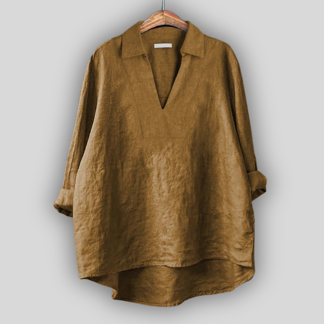 Lněná Blůza Stříbrná Elegance