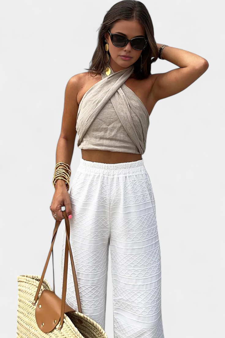 Zavinovací top Lena Halter Knot s odhaleným zádovým výstřihem