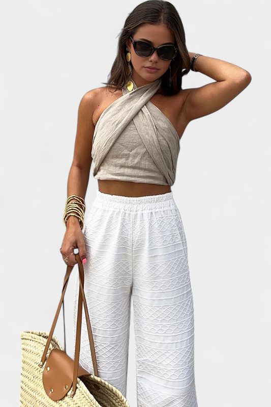 Zavinovací top Lena Halter Knot s odhaleným zádovým výstřihem