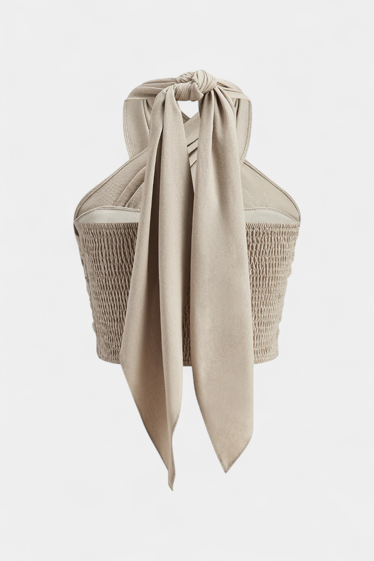 Zavinovací top Lena Halter Knot s odhaleným zádovým výstřihem