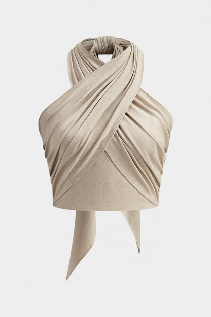 Zavinovací top Lena Halter Knot s odhaleným zádovým výstřihem