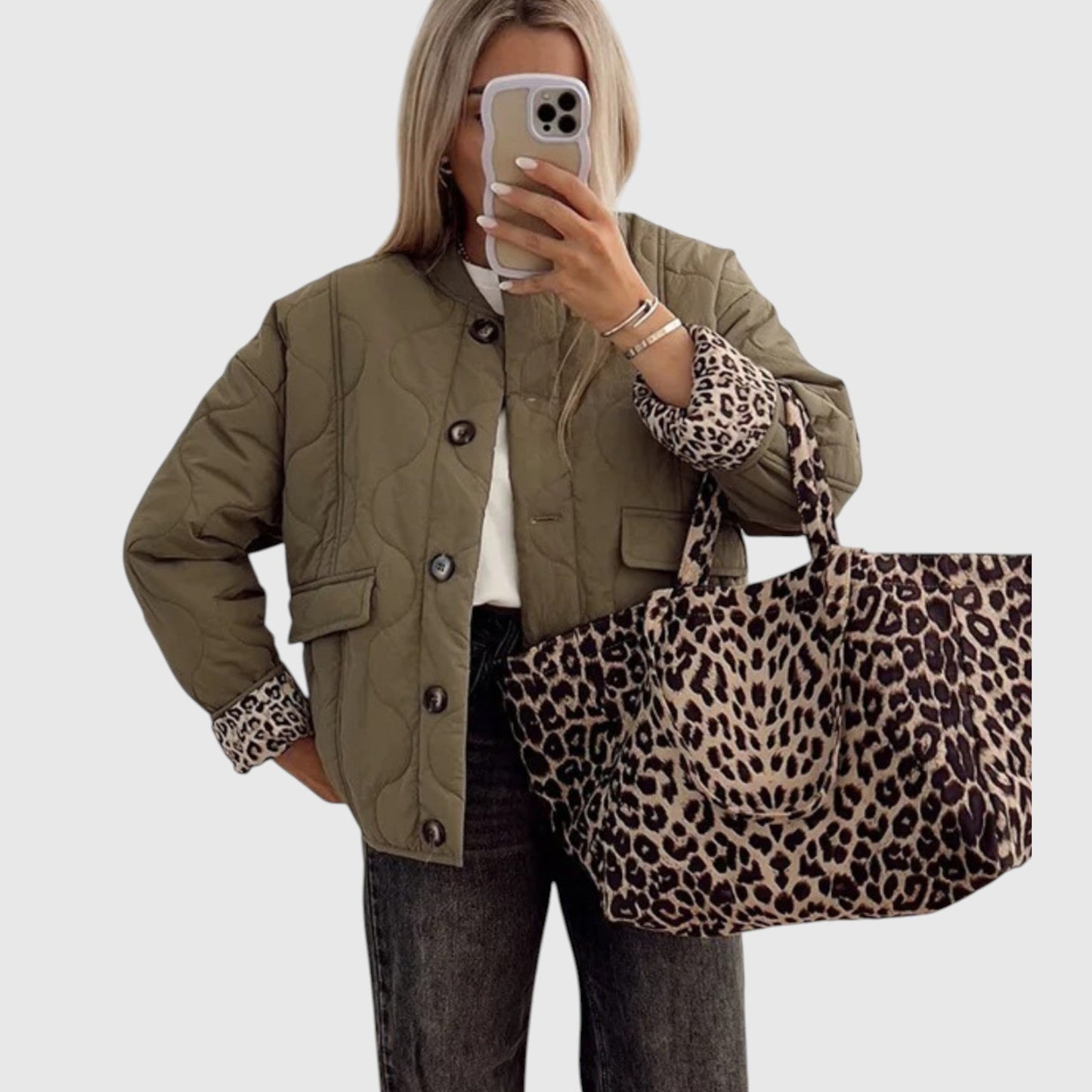 Noémie - Elegantní bunda s leopardími detaily