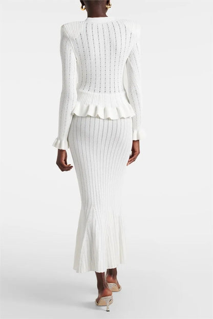 Souprava midi šatů Prudence Refined Knit a topu na knoflíky