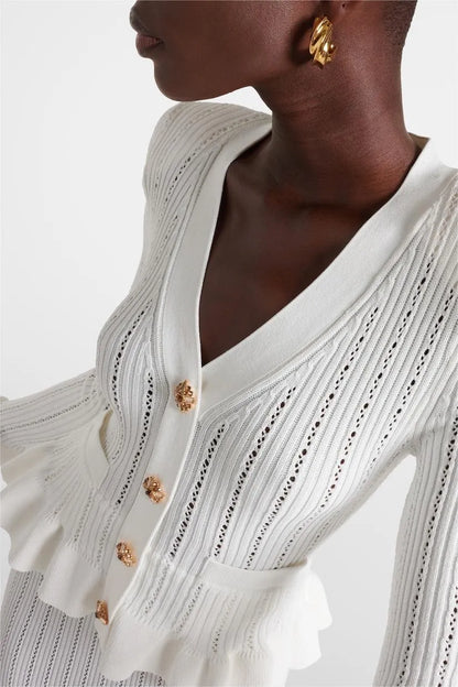Souprava midi šatů Prudence Refined Knit a topu na knoflíky