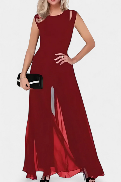 Elegantní overal bez rukávů Nadia s průsvitným předním dílem