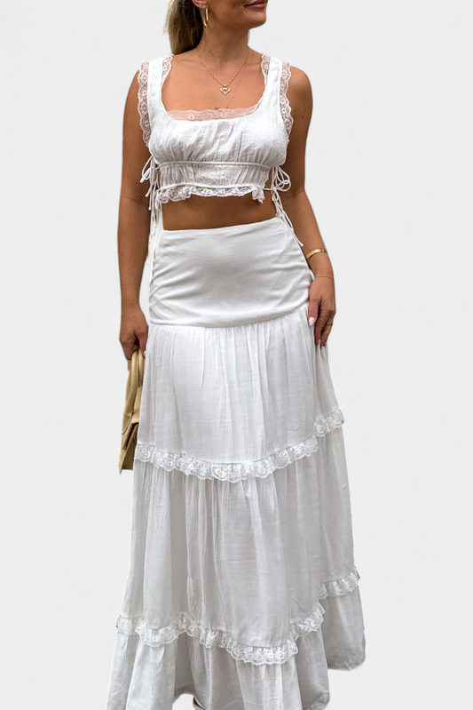Souprava Ilys Romantic Lace Top a Objemné Dlouhé Sukně