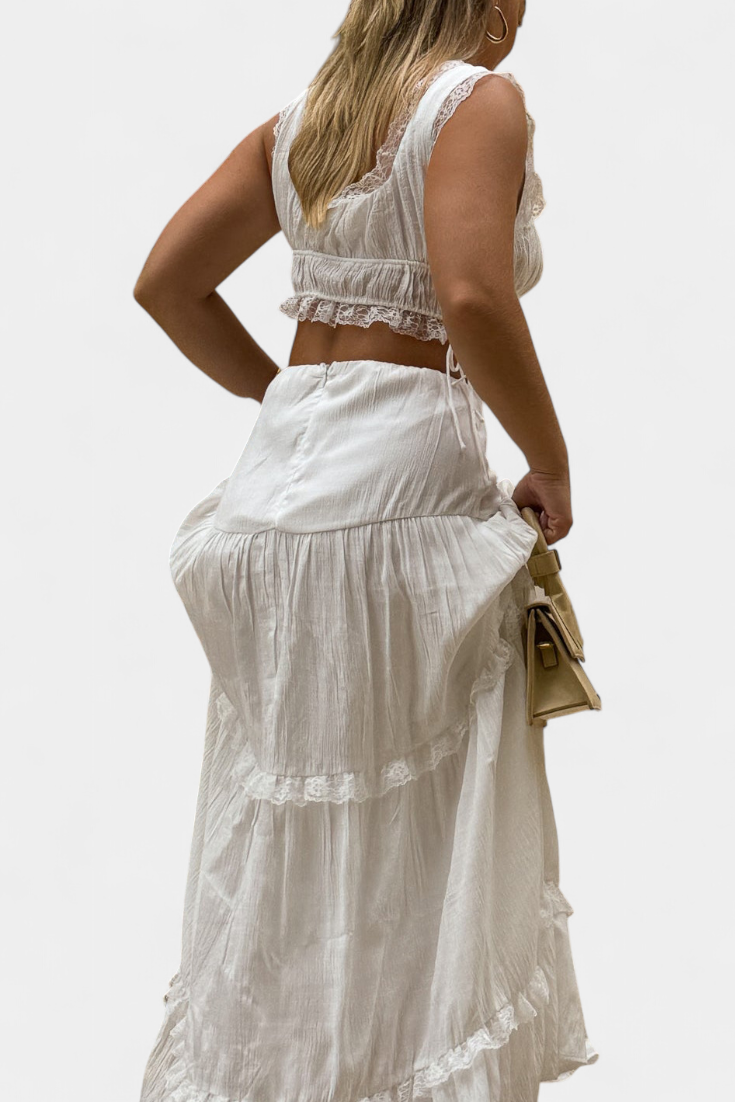 Souprava Ilys Romantic Lace Top a Objemné Dlouhé Sukně