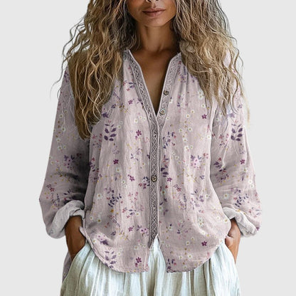 Ambre - Vintage Košile s Tiskem Listů