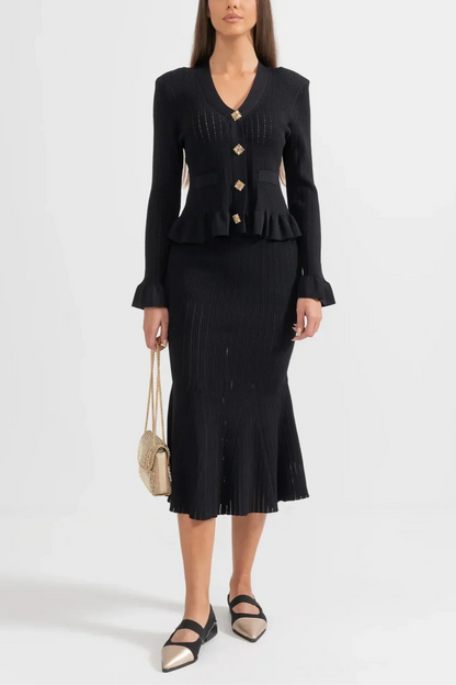 Souprava midi šatů Prudence Refined Knit a topu na knoflíky