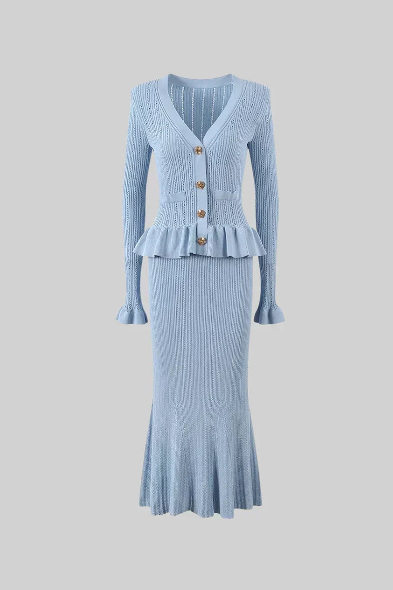 Souprava midi šatů Prudence Refined Knit a topu na knoflíky