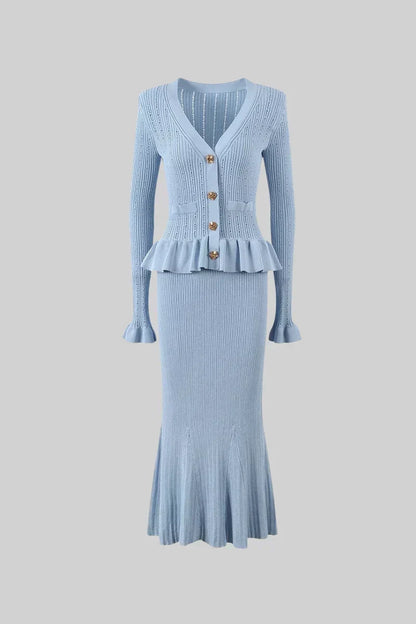 Souprava midi šatů Prudence Refined Knit a topu na knoflíky