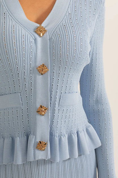 Souprava midi šatů Prudence Refined Knit a topu na knoflíky