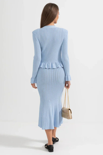 Souprava midi šatů Prudence Refined Knit a topu na knoflíky