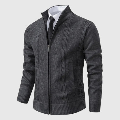 Jakub – Pletený svetr na zip s vysokým límcem