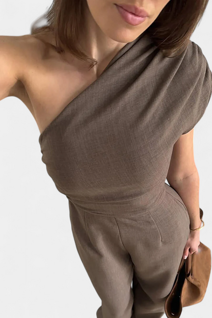 Elegantní nařasený overal Magnolia na jedno rameno