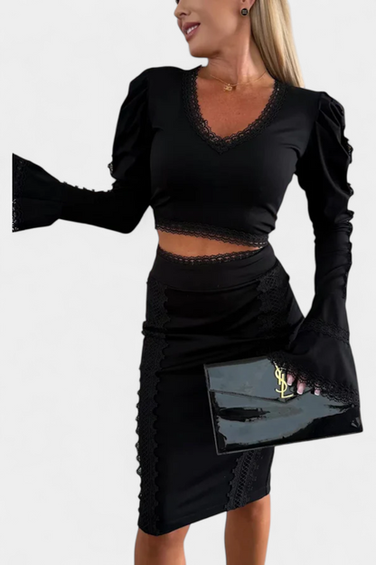 Elegantní krajkový top a sukně s vysokým pasem Minerva