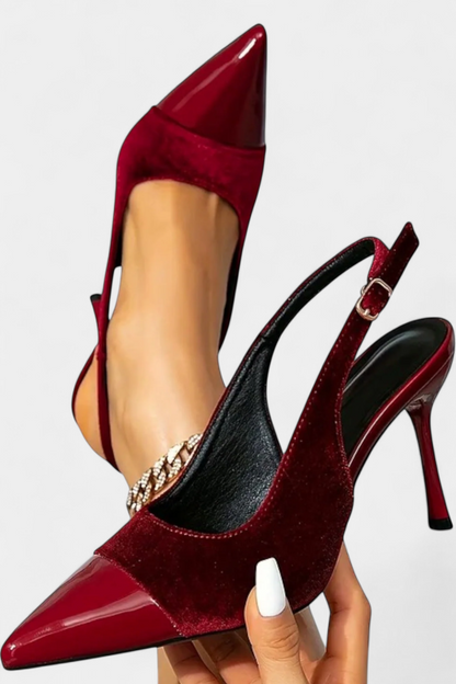 Candice Velvet jehlové podpatky s patchworkem
