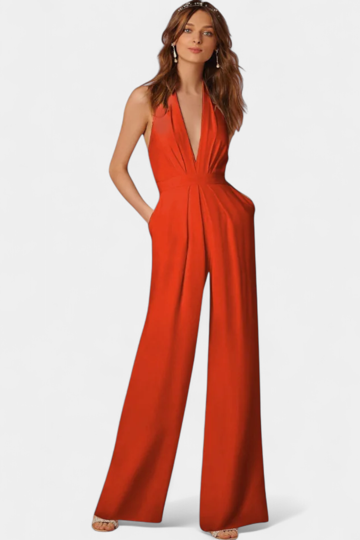 Šeříkový overal s širokými nohavicemi a lehkou elegancí