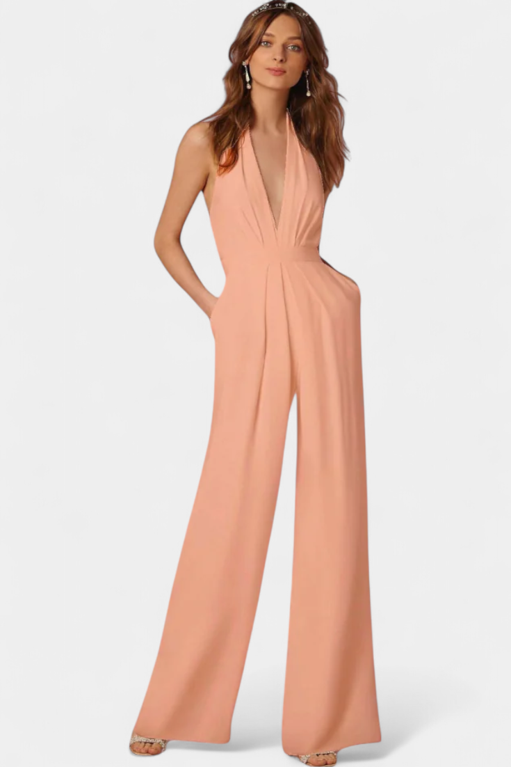 Šeříkový overal s širokými nohavicemi a lehkou elegancí