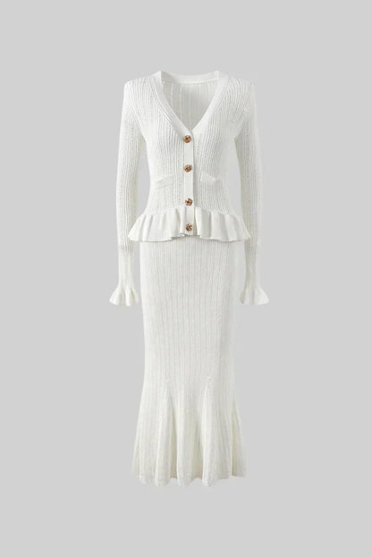 Souprava midi šatů Prudence Refined Knit a topu na knoflíky