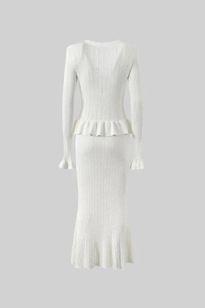 Souprava midi šatů Prudence Refined Knit a topu na knoflíky