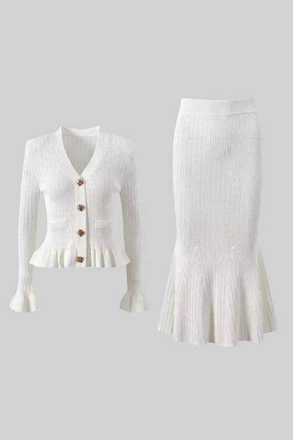 Souprava midi šatů Prudence Refined Knit a topu na knoflíky