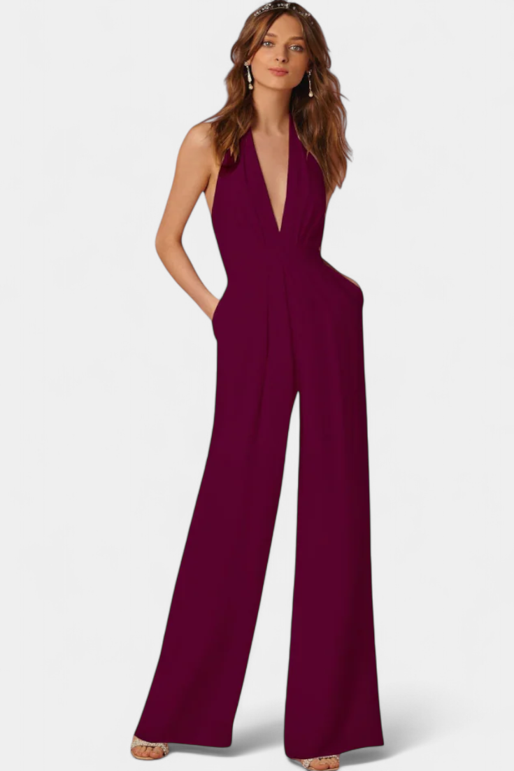 Šeříkový overal s širokými nohavicemi a lehkou elegancí